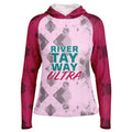River Tay Way - Women's Long Sleeve Hooded Performance Shirt - Pink & Burgundy