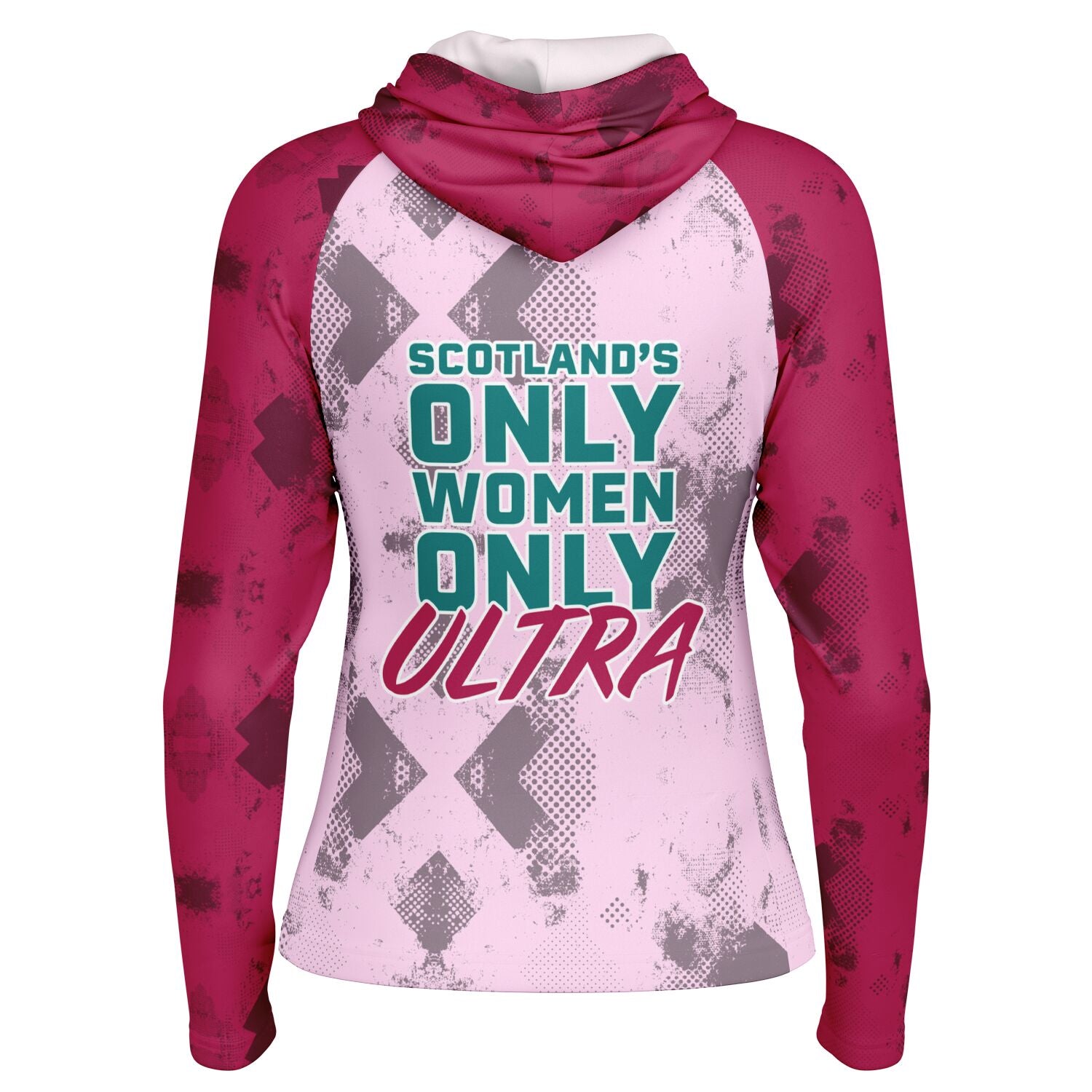 River Tay Way - Women's Long Sleeve Hooded Performance Shirt - Pink & Burgundy